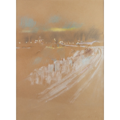 337 - HAROLD RILEY (1934-2023) PASTEL DRAWING ON BUFF PAPER Sketch of the Manchester Ship Canal Signed &am... 