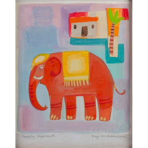 342 - KAY WIDDOWSON (MODERN)MIXED MEDIA ON PAPER‘Squiggly Elephant’ Signed and titled in pencil10” x 9” (2... 