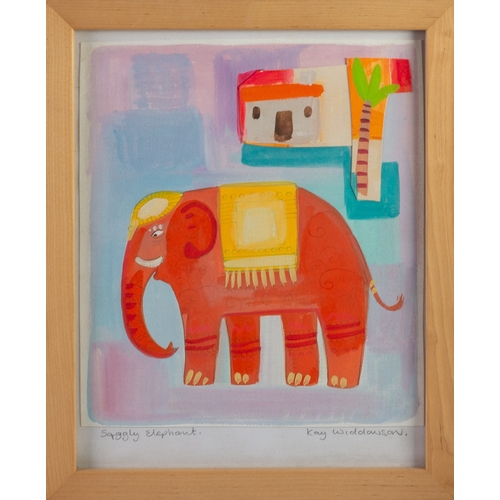 342 - KAY WIDDOWSON (MODERN)MIXED MEDIA ON PAPER‘Squiggly Elephant’ Signed and titled in pencil10” x 9” (2... 