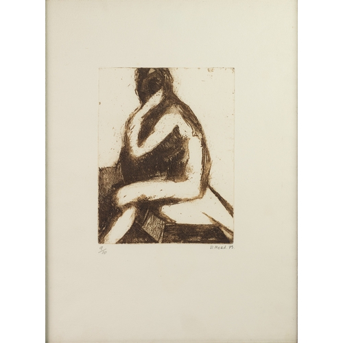 353 - DOROTHY MEAD ORIGINAL ETCHING Seated female nude Signed and dated in pencil (19)'75 and numbered 9/1... 