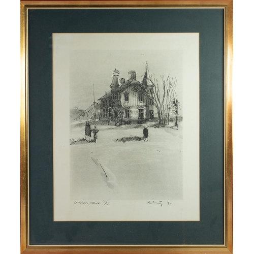 367 - HAROLD RILEY (1934-2023) ARTIST SIGNED LIMITED EDITION BLACK AND WHITE PRINT‘Swedish House’, (3/3) 1... 