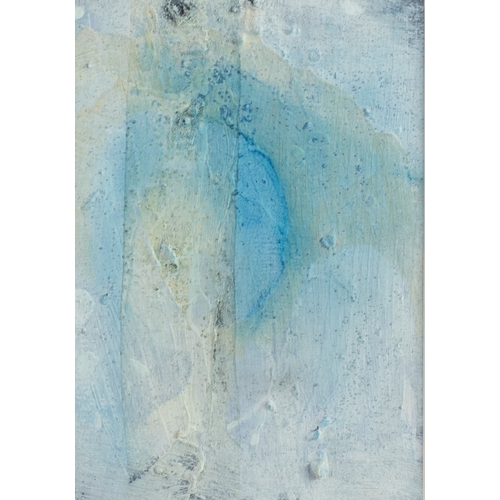 371 - CAROLA COLLEY (1965) ACRYLIC ON PAPER ‘Abstract in Blue’ Attributed and titled verso6 ½” x 4 ½” (16.... 