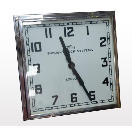 106A - SMITHS DEPARTMENT STORE CLOCK: Large chromium plated brass Smith ‘English Clock Systems’ department ... 