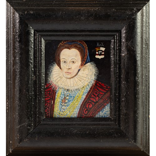 378 - JOHN LANCASTER (Cheltenham) OIL PAINTINGS ON CARD Two portrait miniatures of Queen Elizabeth I and S... 