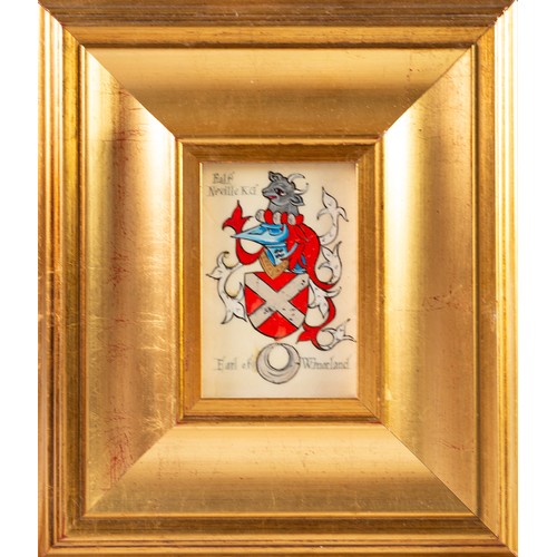 379 - JOHN LANCASTER WATERCOLOUR DRAWING Graeme family coat of arms, circa 1673, their seat Garnock, Dunni... 