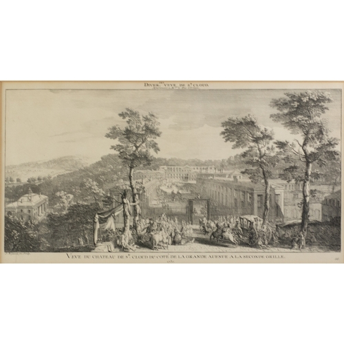 364 - FRENCH 18TH CENTURY ENGRAVING View of St Cloud, property of Duke of Orlean by J. Rigand, 1730, with ... 