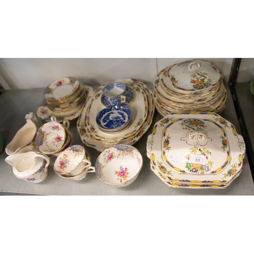 63 - AN ALFRED MEAKIN POTTERY PART DINNER SERVICE ALSO A GROSVENOR CHINA 'YE OLDE ENGLISH' PART TEA SERVI... 