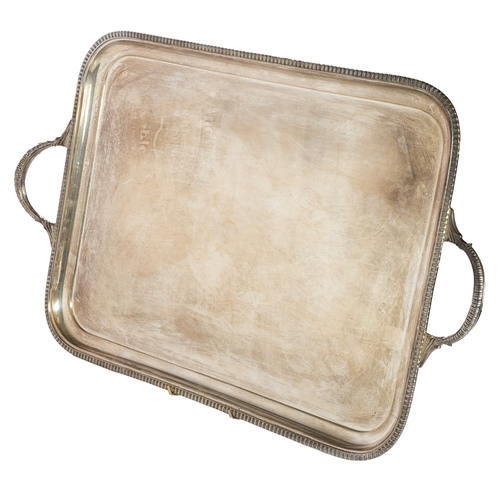 543 - SILVER TRAY: large George V two-handled rectangular silver tray with beaded edge, marked London 1926... 