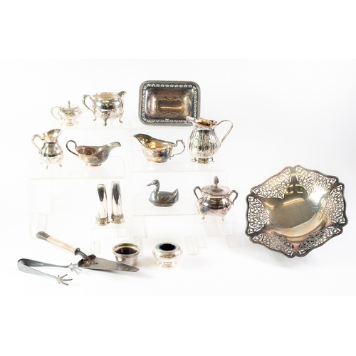 586 - ASSORTED SILVER PLATE: to include tazzae, comports, cruets, salvers, trays cake baskets, seder plate... 