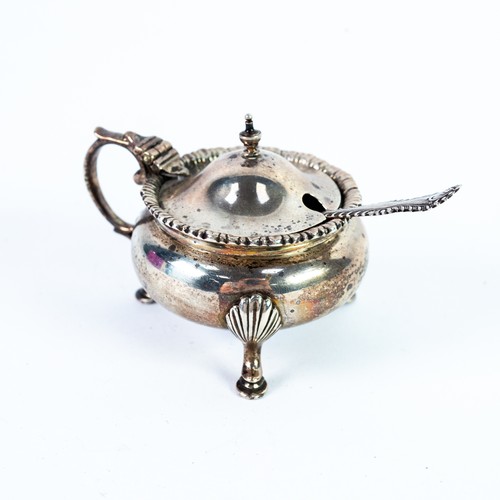 565 - MUSTARD POT: Edward VII silver cauldron shaped mustard pot, Chester 1908 by Jay Richard Attenburgh C... 