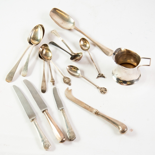 559 - ASSORTED FLATWARE: George V silver cream jug by Joseph & Richard Griffin, Chester 1920; together... 