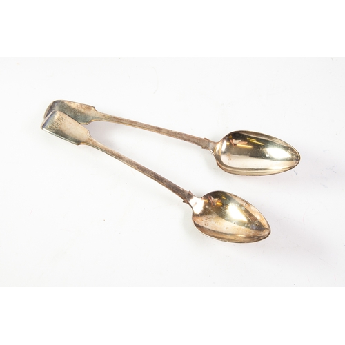 589 - TWO ELECTROPLATED FIDDLE PATTERN BASTING SPOONS, one initialled, (2)