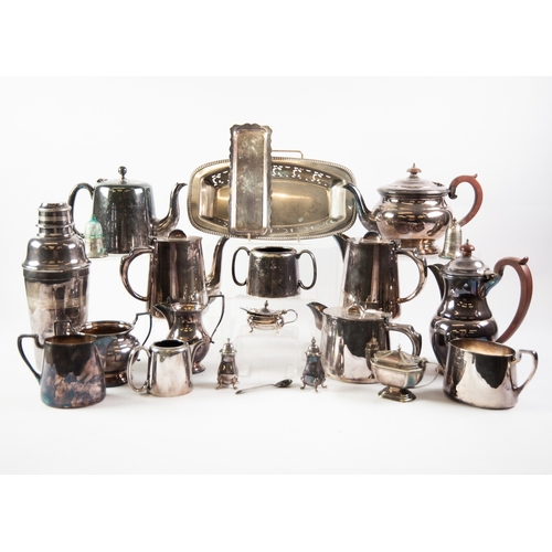 571 - SELECTION OF INTER-WAR YEARS ELECTRO-PLATE including an ELKINGTON 1½ pint COCKTAIL SHAKER, THREE TEA... 