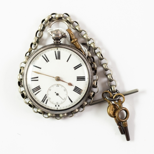 7 - JONATHAN BRODIE, WOOLER, VICTORIAN SILVER OPEN FACED POCKET WATCH with key wind movement, white roma... 