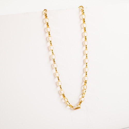 119 - 9ct GOLD CHAIN NECKLACE, 18in (46cm) long, 6gms, the ring clasp supplemented by a metal screw clasp