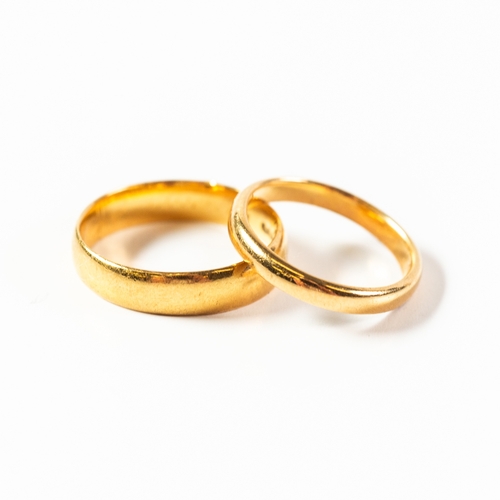 100 - EDWARDIAN 22ct GOLD WEDDING RING, Birmingham 1902, ring size L/M, 3.6gms and 22ct GOLD WEDDING RING,... 