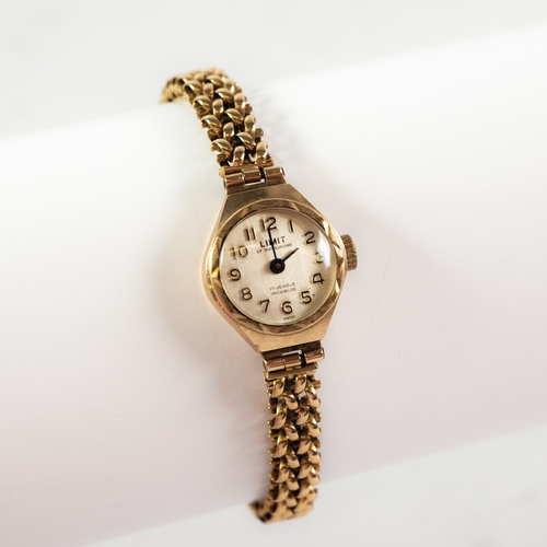 35 - LADY'S LIMIT, SWISS 9ct GOLD WRISTWATCH with 17 jewels incabloc movement, small silvered circular ar... 