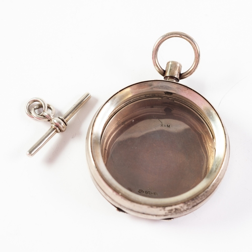 2 - 925 MARK SILVER OPEN FACE POCKET WATCH CASE ONLY, with engine turned decoration and vacant shield ca... 