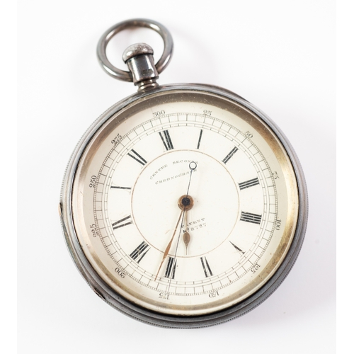 46 - E WISE MANCHESTER - VICTORIAN SILVER CASED LARGE CHRONOGRAPH POCKET WATCH, key wind movement N25181,... 