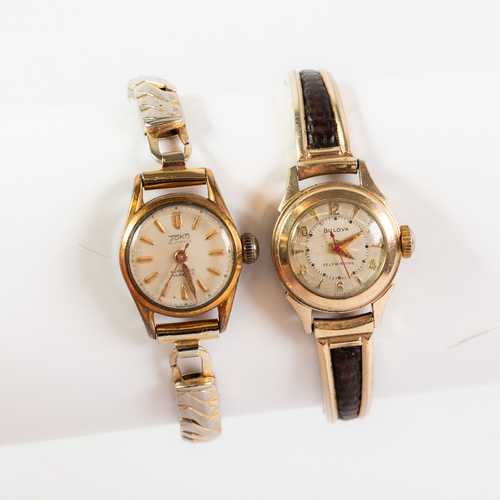 58 - LADY'S VINTAGE BULOVA 'SELF-WINDING' SMALL GILT METAL WRIST WATCH with part expanding bracelet; and ... 