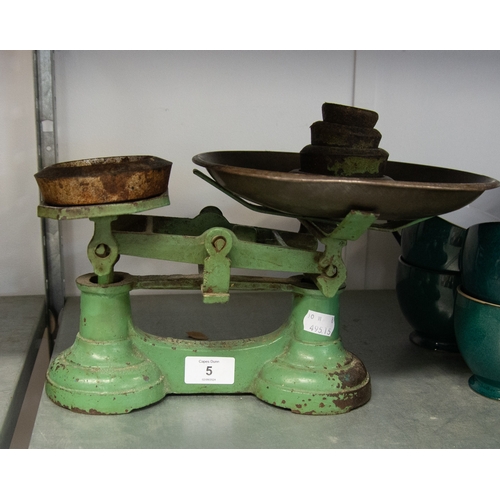 5 - VINTAGE CAST BALANCE SCALES AND WEIGHTS