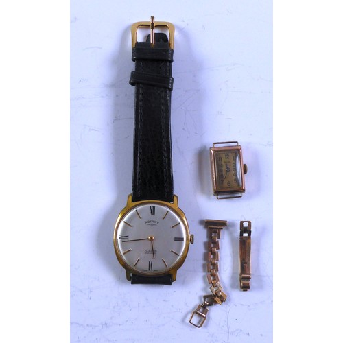 59 - MAJEX CIRCA 1920's LADY'S 9ct GOLD CASED WRIST WATCH, oblong with Arabic dial (works sporadically); ... 