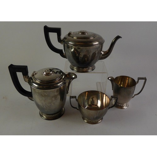 538 - GEORGE VI TEA SET: A heavy gauge four-piece silver tea set marked London 1947 by Wakley & Wheele... 