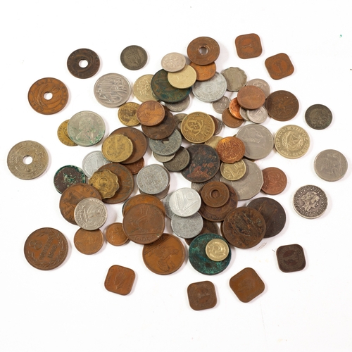 20 - SMALL SELECTION OF MAINLY EARLY 20TH CENTURY AND LATER WORLD COINAGE to include Brazillian silver 10... 