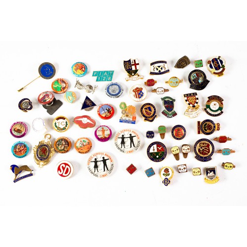 205 - COLLECTION OF MAINLY MODERN GILT METAL AND ENAMEL BADGES AND BUTTONHOLES, including approximately 30... 