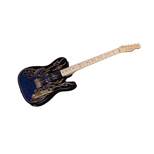 134 - FENDER TELECASTER JAMES BURTON SIX STRING ELECTRIC GUITAR IN BLUE PAISLEY FLAME, Serial number: US19... 