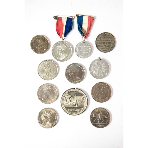 10 - VICTORIA WHITE METAL COMMEMORATIVE MEDALLION, VISIT TO WORSLEY HALL OCTOBER 9 & 10 1851, and SIX... 