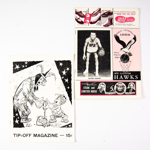 98 - ST LOUIS HAWKES - BASKETBALL TEAM USA OFFICIAL MAGAZINE 1958, (small stain to back page) and a copy ... 