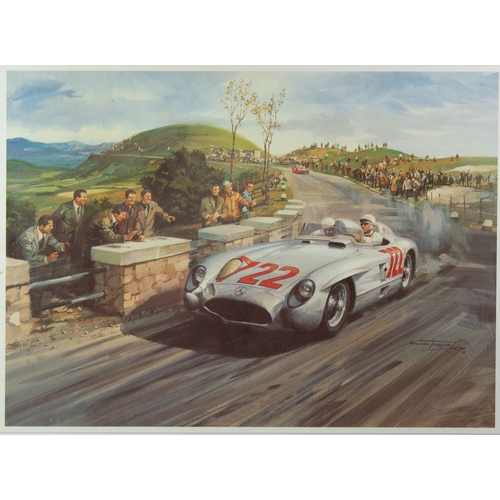 94 - MICHAEL TURNER AND STIRLING MOSS LIMITED EDITION COLOUR PRINT SIGNED BY THE ARTIST AND DRIVER‘1955 M... 