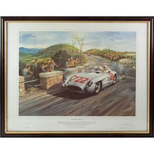 94 - MICHAEL TURNER AND STIRLING MOSS LIMITED EDITION COLOUR PRINT SIGNED BY THE ARTIST AND DRIVER‘1955 M... 