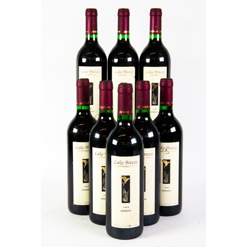 165 - EIGHT BOTTLES AUSTRALIAN 1999 LAKGE BRAZE BERNOOTA SHIRAZ CABERNET red wine, all good levels and sea... 