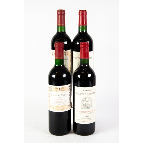 166 - TWO BOTTLES 1998 CHATEAU CLOITRE LESCOURS SAINT EMILION GRAN CRU red wine and two bottled 1998 CHATE... 