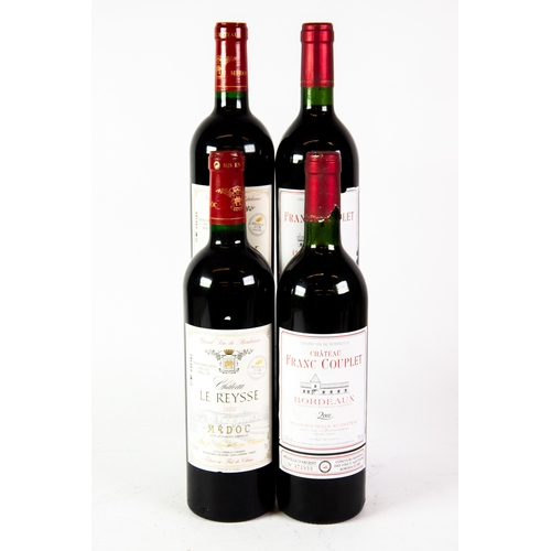 168 - TWO BOTTLES 2001 CHATEAU FRANC COUPLET BORDEAUX and TWO BOTTLES 2000 CHATEAU LE REYSSE MEDOC Grande ... 