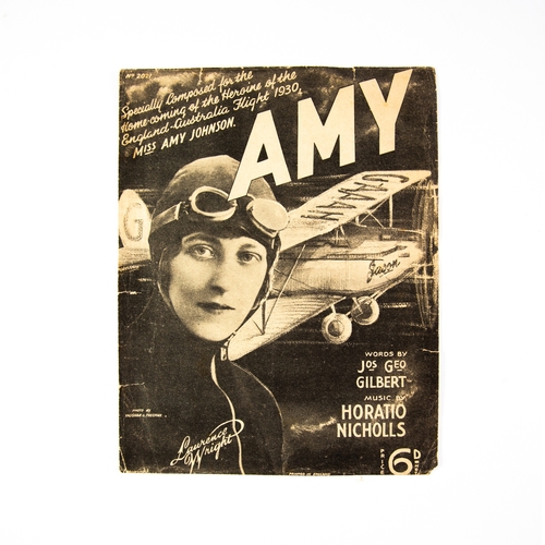 58 - BLACK AND WHITE ILLUSTRATED PIECE OF SHEET MUSIC ENTITLED AMY, specially composed for the homecoming... 