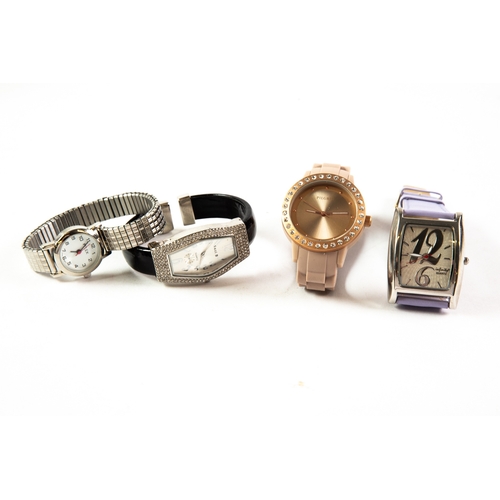 459 - LADY'S INFINITY QUARTZ WRIST WATCH, the oblong dial featuring enlarged numbers '12' and '6'; a LADY'... 