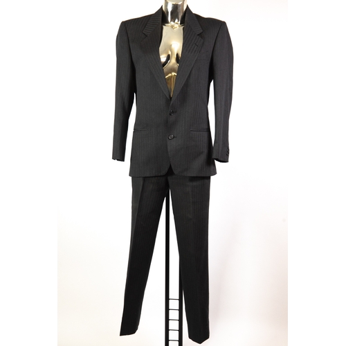 476 - Suits and Trousers: Black Striped Suit  suit is designed with a classic pinstripe pattern, adding a ... 