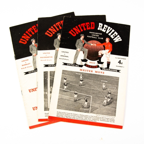 102 - 3 MANCHESTER UNITED PROGRAMMES 1952/53 v Burnley, Wolves and Arsenal (3)