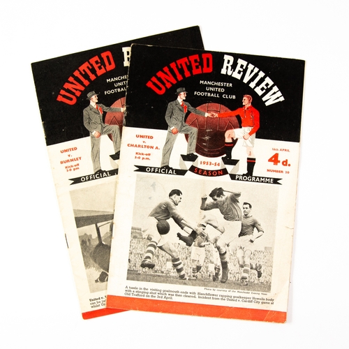 103 - 2 MANCHESTER UNITED PROGRAMMES 1953/54 v Charlton, 1954/55 v Burnley