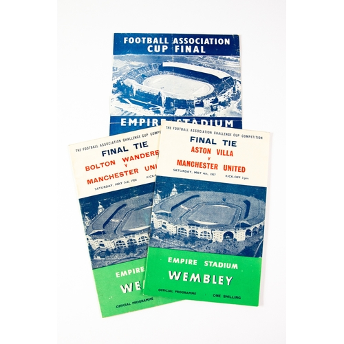 108 - 2 WEMBLEY CUP FINAL PROGRAMMES Manchester United v Bolton 1958 and v Aston Villa 1957 with song shee... 