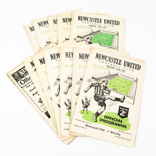 111 - 9 NEWCASTLE HOME PROGRAMMES v Blackpool 1947/48, Bradford, Stoke, Wolves 1948/49, Liverpool, Charlto... 