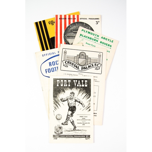 116 - 6 FOOTBALL PROGRAMMES Crystal palace 1955/56, Port Vale v Doncaster 1956/57, Hull v Bristol City 195... 