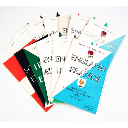 123 - 12 RUGBY UNION PROGRAMMES, England v France, Ireland, Wales, Scotland, Australia, etc, from the 1950... 