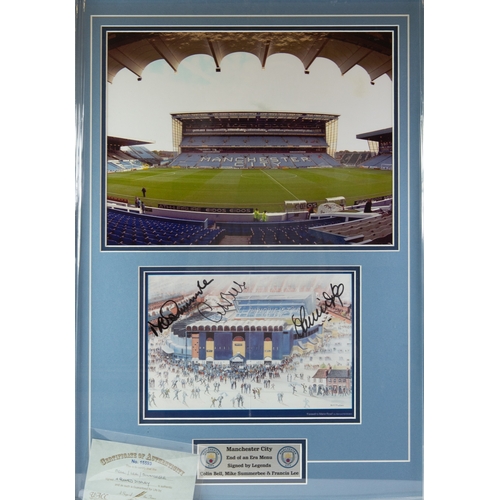 92 - MANCHESTER CITY 'END OF AN ERA', signed by the legends Colin Bell, Mike Summerbee and Francis Lee, f... 