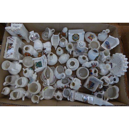 213 - QUANTITY OF CRESTED CHINA, APPROXIMATELY 50, TO INCLUDE YORK CATHEDRAL; SUSSEX CHINA FISH; ELEPHANT;... 