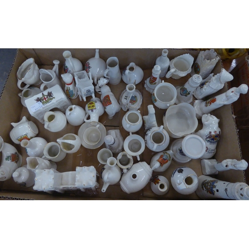 214 - QUANTITY OF CRESTED CHINA, APPROXIMATELY 60, TO INCLUDE WILLOW ART MARY QUEEN OF SCOTS CHAIR; VICTOR... 