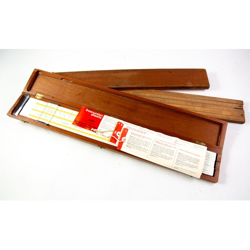 179 - TWO THOMLINSON'S WOODEN EQUIVALENT PAPER SLIDE SCALES, and a cased PLASTIC DITTO (3)